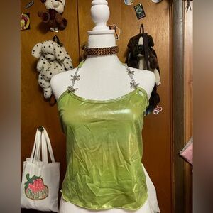 Iridescent Green butterfly detail Halter